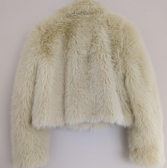 ZARA FAUX-FUR COLLARED SHORT JACKET YELLOW M - Picture 12 of 14